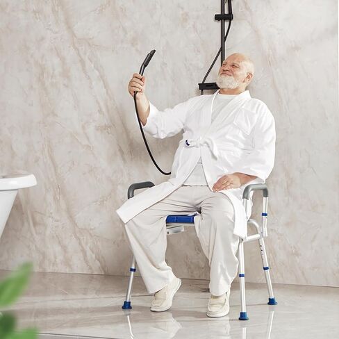 GreenChief Shower Chair with Arms and Back 350 LB, Folding Bath Chair Adjustable, Shower Seat Cutout for Private Washing, Heavy Duty Shower Chair for Senior, Elderly, Disabled, Bariatric in Kuwait