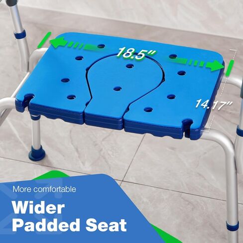 GreenChief Shower Chair with Arms and Back 350 LB, Folding Bath Chair Adjustable, Shower Seat Cutout for Private Washing, Heavy Duty Shower Chair for Senior, Elderly, Disabled, Bariatric in Kuwait