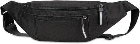 Entchin Crossbody Fanny Pack for Women Men,2-Zipper Pockets Small Belt bag,Lightweight Waist Back Pack (Black) in Kuwait
