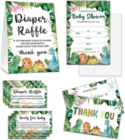 مجموعة بطاقات استحمام الطفل - مجموعة We can Bearly Wait المكونة من 25 دعوة لحفل استقبال الطفل مع مغلفات وعلامة يانصيب الحفاضات وتذاكر، وبطاقات بريدية لشكرك، وبطاقات طلب كتاب لاستحمام الطفل - بالونات خضراء بألوان مائية لتزيين حفلات استحمام الطفل (09) in Kuwait