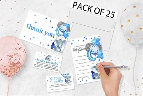 Safari Baby Shower Invitation Set, Fill In Invites Cards, Books For Baby, Thank You, Diaper Raffle, Oh Baby, Each Design 25 Cards & Envelopes (Total 100 Cards) – (bb002-taozhuang) in Saudi Arabia