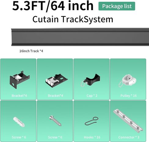 Flexible Bendable Aluminum Curtain Track Ceiling or Wall Mount (128inches /10.6FT)-Curtain Track for Curtains,Heavy-Duty Curtains Track,Black in Saudi Arabia