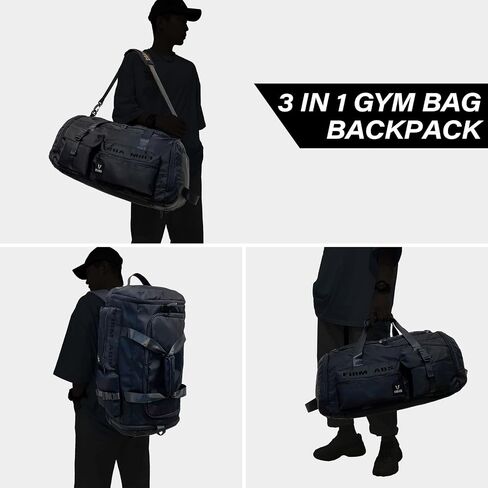3 in 1 Gym Bag for Women, 65L Large Capacity Travel Duffle Bags Convertible Backpack Weekender Overnight Bag with Shoes Compartment and Dry and Wet Separation in Saudi Arabia