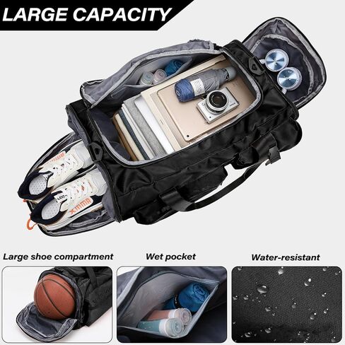 3 in 1 Gym Bag for Women, 65L Large Capacity Travel Duffle Bags Convertible Backpack Weekender Overnight Bag with Shoes Compartment and Dry and Wet Separation in Saudi Arabia