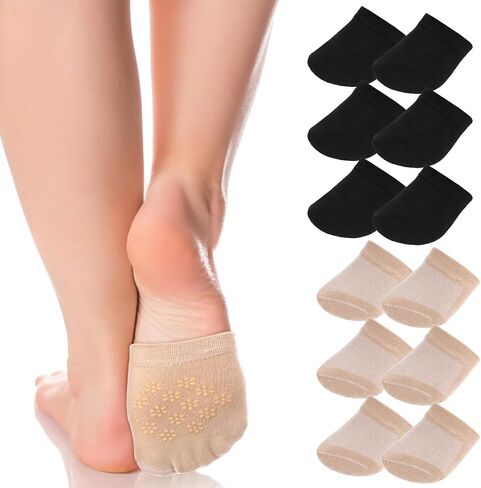 Women's Toe Socks for Mules, Half Socks for Women, Grip Socks No Show Liner Half Socks, Non Slip Hidden Toe Covers Socks Seamless Toe Socks Toe Toppers Liner, 6 Pairs in Saudi Arabia