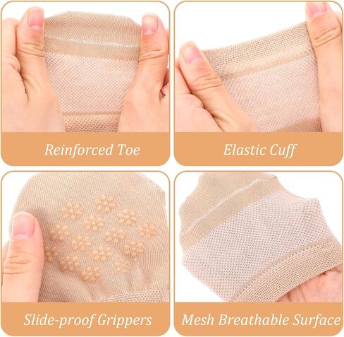 Women's Toe Socks for Mules, Half Socks for Women, Grip Socks No Show Liner Half Socks, Non Slip Hidden Toe Covers Socks Seamless Toe Socks Toe Toppers Liner, 6 Pairs in Saudi Arabia