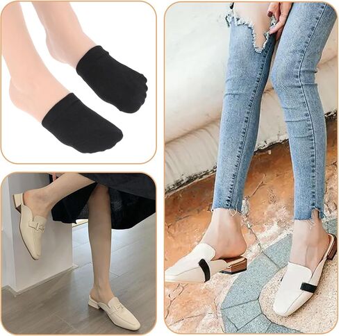 Women's Toe Socks for Mules, Half Socks for Women, Grip Socks No Show Liner Half Socks, Non Slip Hidden Toe Covers Socks Seamless Toe Socks Toe Toppers Liner, 6 Pairs in Saudi Arabia