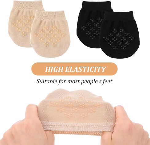 Women's Toe Socks for Mules, Half Socks for Women, Grip Socks No Show Liner Half Socks, Non Slip Hidden Toe Covers Socks Seamless Toe Socks Toe Toppers Liner, 6 Pairs in Saudi Arabia