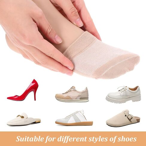 Women's Toe Socks for Mules, Half Socks for Women, Grip Socks No Show Liner Half Socks, Non Slip Hidden Toe Covers Socks Seamless Toe Socks Toe Toppers Liner, 6 Pairs in Saudi Arabia
