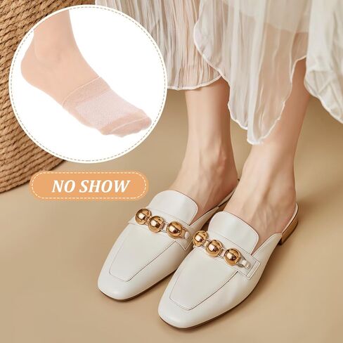 Women's Toe Socks for Mules, Half Socks for Women, Grip Socks No Show Liner Half Socks, Non Slip Hidden Toe Covers Socks Seamless Toe Socks Toe Toppers Liner, 6 Pairs in Saudi Arabia