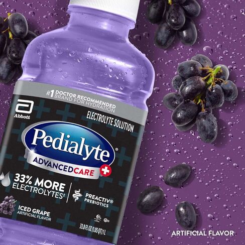 Pedialyte AdvancedCare+ مشروب إلكتروليت يحتوي على 33% المزيد من الإلكتروليتات ويحتوي على البريبايوتك PreActiv، ورمان الكرز المبرد، والزنجبيل، 33.8 أونصة سائلة in Kuwait