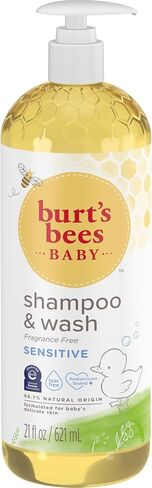 Burt's Bees Baby Sensitive Shampoo & Wash, Tear Free Non Irritating Soap, Gentle Plant Based Formula, Pediatrician Tested, Fragrance Free -21 oz in Saudi Arabia