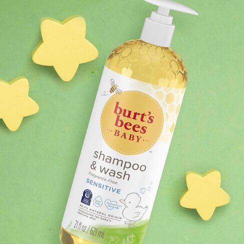 Burt's Bees Baby Sensitive Shampoo & Wash, Tear Free Non Irritating Soap, Gentle Plant Based Formula, Pediatrician Tested, Fragrance Free -21 oz in Saudi Arabia