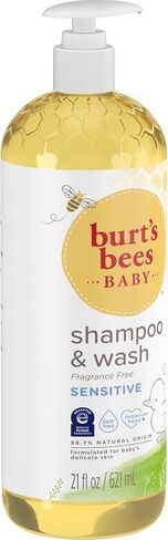 Burt's Bees Baby Sensitive Shampoo & Wash, Tear Free Non Irritating Soap, Gentle Plant Based Formula, Pediatrician Tested, Fragrance Free -21 oz in Saudi Arabia