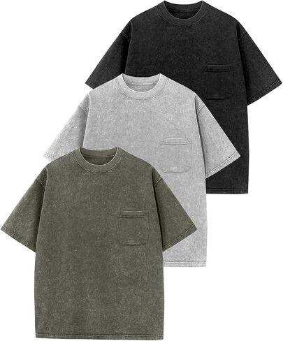 3 Pack Boys Girls Shirts Short Sleeve Acid Washed Cotton T-Shirts Kids Tshirts Summer Tops Tees 5-14 Years in Saudi Arabia