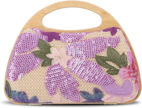 Oweisong Floral Beaded Clutch Purses for Women Summer Embroidery Sequin Handbag Top Handle Evening Bag for Formal in Saudi Arabia