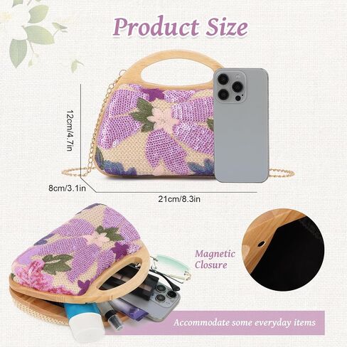 Oweisong Floral Beaded Clutch Purses for Women Summer Embroidery Sequin Handbag Top Handle Evening Bag for Formal in Saudi Arabia