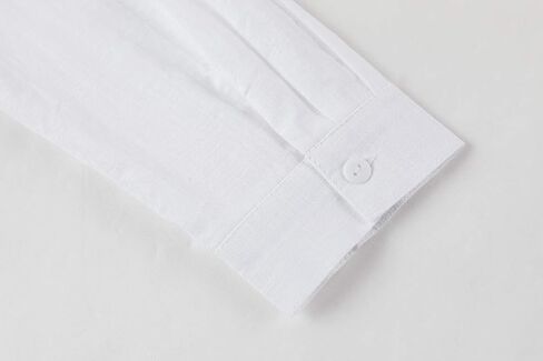 Runcati Womens Button Down Shirt Cotton Linen Long Sleeve V Neck Dress Shirts Casual Loose Roll Up Work Blouse Tops in Saudi Arabia