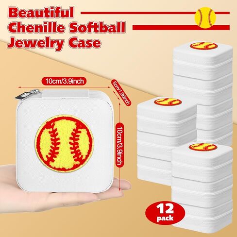 Leinuosen 12 Pack Softball Gifts Jewelry Case for Women, Softball Senior Night Gifts, Chenille Jewelry Box for Team, Graduates in Saudi Arabia