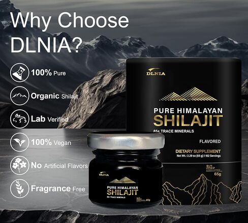 Shilajit Pure Himalayan Organic Shilajit Resin Supplement- Gold+ Grade with 85+ Trace Minerals with 75% Fulvic Acid, Overall Energy & Immune Support, Pure Shilajit for Men & Women, 65g in Saudi Arabia