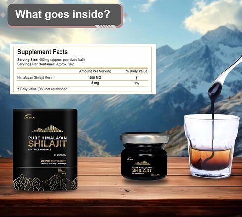 Shilajit Pure Himalayan Organic Shilajit Resin Supplement- Gold+ Grade with 85+ Trace Minerals with 75% Fulvic Acid, Overall Energy & Immune Support, Pure Shilajit for Men & Women, 65g in Saudi Arabia