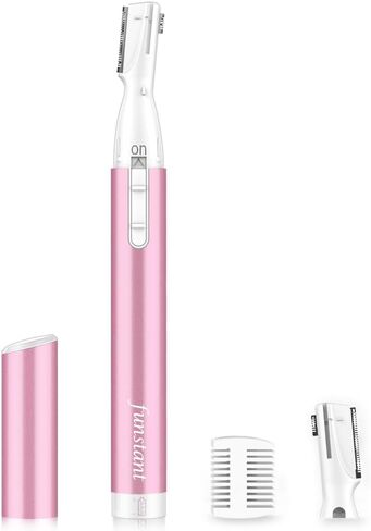 Upgraded Eyebrow Trimmer, Funstant Precision Electric Eyebrow Razor for Women Battery-Operated Facial Hair Remover with Comb No Pulling Sensation Painless for Face Chin Neck, Upper-Lip, Peach-Fuzz in Kuwait