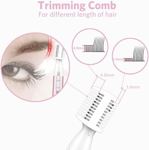 Upgraded Eyebrow Trimmer, Funstant Precision Electric Eyebrow Razor for Women Battery-Operated Facial Hair Remover with Comb No Pulling Sensation Painless for Face Chin Neck, Upper-Lip, Peach-Fuzz in Kuwait