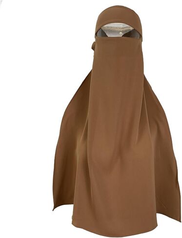 Clobeau Muslim Women Full Face Niqab Veil Saudi Style Single Layer Niqab Face Veil for Hijab, 27" Long, Tie Back, One Piece in Saudi Arabia