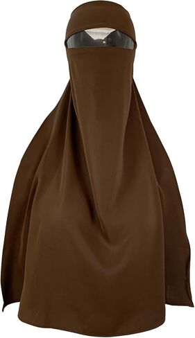Clobeau Muslim Women Full Face Niqab Veil Saudi Style Single Layer Niqab Face Veil for Hijab, 27" Long, Tie Back, One Piece in Saudi Arabia