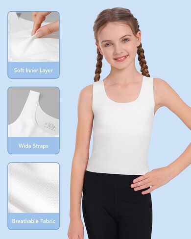 Salia Girl Training Starter Bras for Kids 7-12 Seamless Bras Tank Sports Bra 8-10 No Pads ، طبقة مزدوجة على الصدر in Kuwait