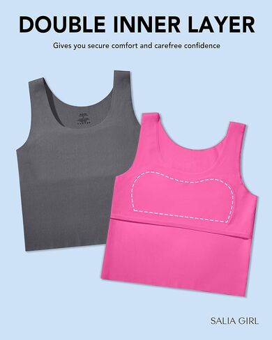 Salia Girl Training Starter Bras for Kids 7-12 Seamless Bras Tank Sports Bra 8-10 No Pads ، طبقة مزدوجة على الصدر in Kuwait