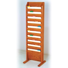 Wooden Mallet 10-Pocket Free-Standing File Holder, Letter Size, Light Oak