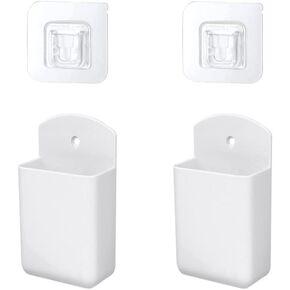 Wall Mount Remote Control Holder, 2 Pcs Media Player Controller Holder, Air-Conditioner Remote Tray TV Remote Organizer Caddy Box for Home Nightstand Office Desk School Supply Storage (Small)
