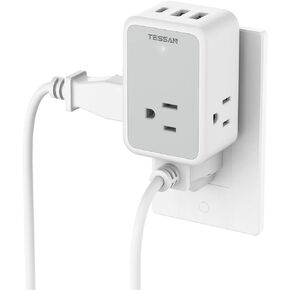 Multiple Plug Outlet Splitter, TESSAN Surge Protector 3 Outlets 3 USB Wall Charger Block(1 USB C), 3-Sided Multiple Outlet Expander for Home Office Dorm Room Essentials
