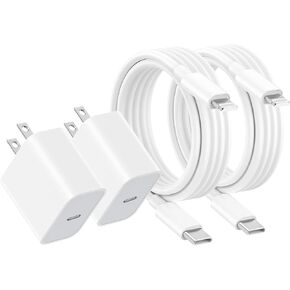 شاحن سريع iPhone، شاحن iPhone شحن سريع شاحن USB C مزدوج المنفذ [معتمد من Apple MFi] 2 حزمة 2 في 1 محول شاحن Apple سريع كابل لايتنينج 6FT لهاتف iPhone 14 ProMax/13Pro/12 Mini/11/XR/SE in Kuwait