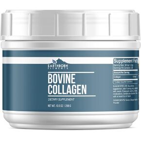 Earthborn Elements Bovine Collagen Peptides Powder 10.5 oz, Pure & Undiluted, Dietary Supplement