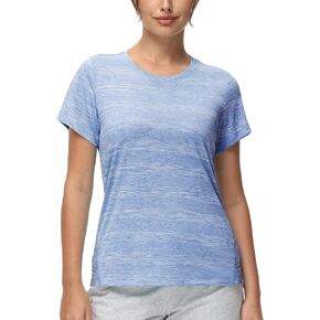 MIER Women's Running Athletic Shirts Dry Fit Active T-shirt Tops Short Sleeve Soft Crew Neck Gym Workout Exercise Tees