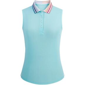 Damipow Womens Golf Shirt UPF50+ Moisture Wicking Sleeveless Tank Polo Ladies Casual Summer Tops