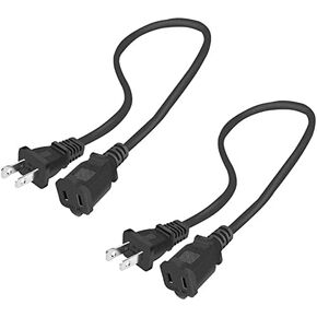 2ft USA Outlet Saver Power Cord Cable 125V 10A 2-Prong 2 Outlets for NEMA 5-15P to NEMA 5-15R,2-Pack