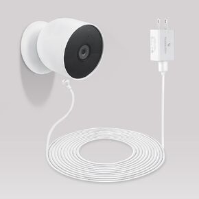 Wasserstein 26 ft Pogo Pin Cable and Adapter (5.2V/2A)- Power Cable Compatible with Google Nest Cam Outdoor or Indoor, Battery - 1 Pack (Nest Cam NOT Included)