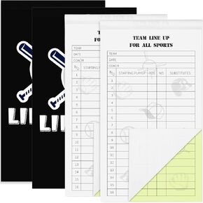 Baseball Softball Lineup Cards, 4.53 x 7.87 Inch Lineup Sheets 30 Games with 16 Player Roster Baseball Scorebook Coaching Accessories for Coaches Umpires, 4 Part Carbonless Copies