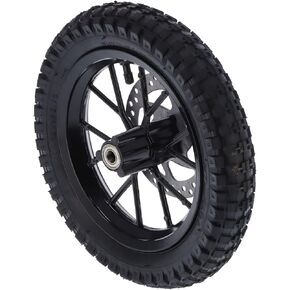 Bike Front Wheel, Rubber Front Wheel Tire 12.5x2.75in Disc Brake Sprocket Bolts for 47cc 49cc 2 Stroke Mini Dirt Bike (A (black))