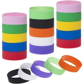 Muka 20 PCS Wide Silicone Bands for Adults, Retro Bangle Wristbands, Party Favor