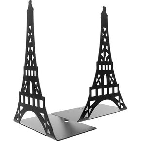 STOBOK Metal Bookend Book Holder Stand,2pcs Decorative Bookend Portable Read Books Stand Book Stalls Eiffel Tower Creative Bookshelf Book Stopper Support