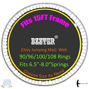 Trampoline Replacement Mat,Fits 15ft Round Frame with 90/96/100/108 Rings,Fits 5.3-8.5" Springs,Longer Lasting with 10 Rows of Stitches,w/Pull Hook and Gloves,（13ft-13.4ft Trampoline Mat