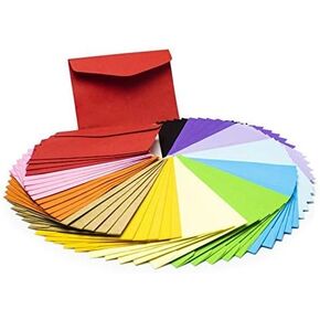 60 Count Mini Small Colored Envelopes. 4.7 x 3.2 inch. Perfect Birthday Party Supplies, Weddings, Invitations, Gift Card, Letters, Graduations Baby Showers. Colorful Assorted and Vibrant Colors