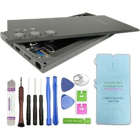 Original LCD Screen Replacement for Samsung Galaxy S23 Ultra 5G S918B S918B/DS S918U S918Ul S918W S918E S9168/DS+Black Frame+Black Back Cover+Protector Film+Tools Touch Screen Assembly by R RONPHONE