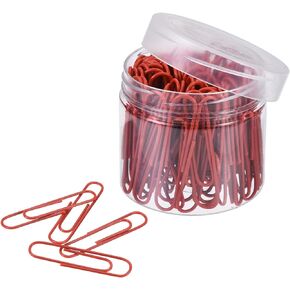 MECCANIXITY Paper Clips Medium Size 2 Inch Vinyl Coated to Prevent Tearing Pages with Box for Organize Office Home Red Count 100