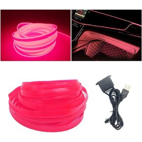 Neon Light El Wire for Automotive Car Interior Decoration with 6mm Sewing Edge (3M/9FT, Pink)