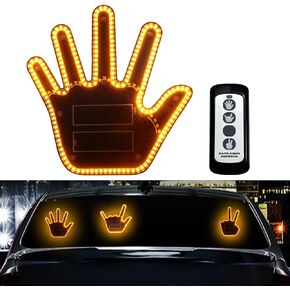 KaiDengZhe LED Gesture Light Comical Car Finger Light with Remote Ideal Gifted Car Accessories Funny Back Window Sign Car Gadget & Road Rage Sign Give The Love & Wave & Yead to Drivers-Amber